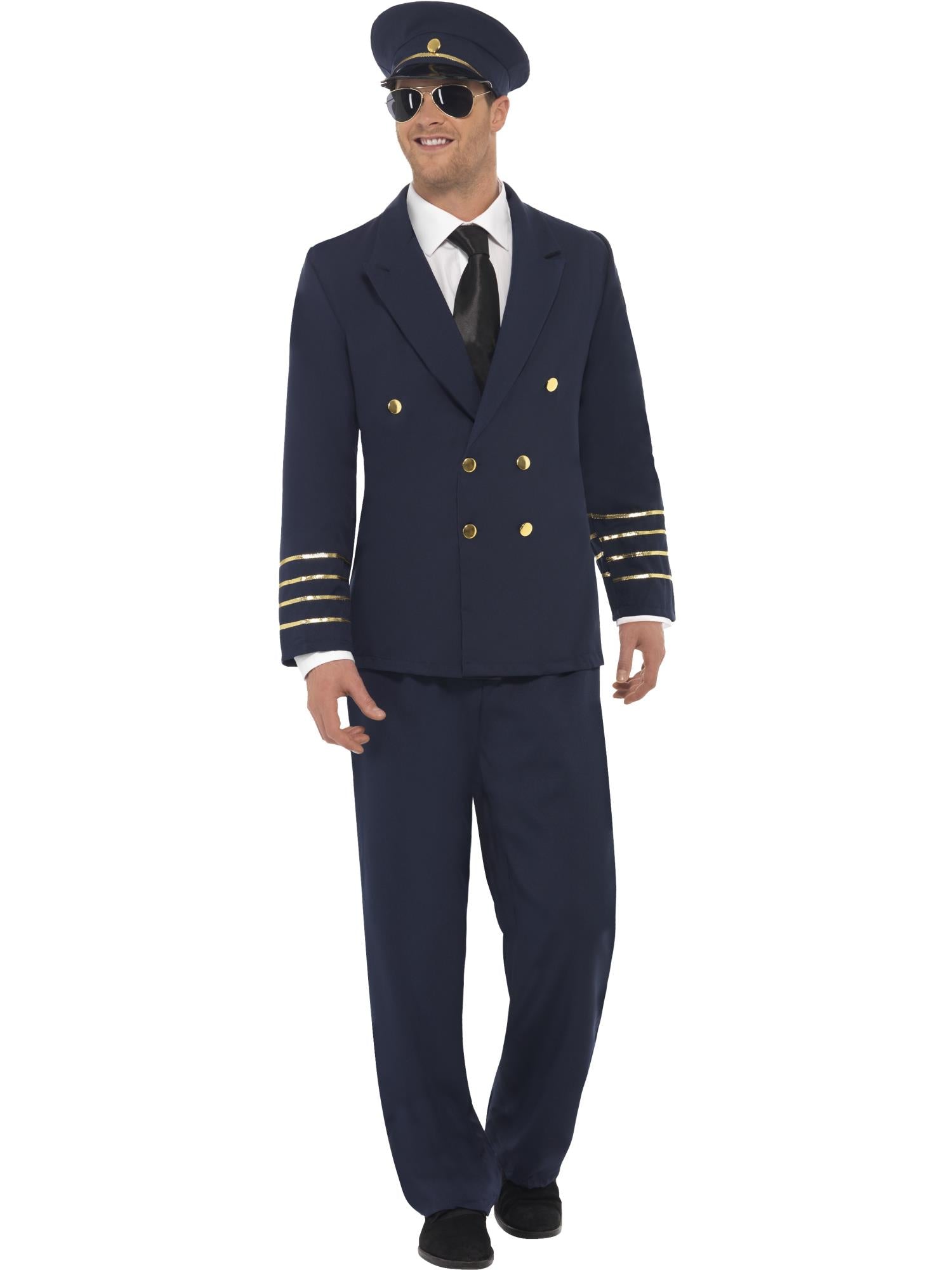 Pilot Costume, Navy Blue – Smiffys - Main Image
