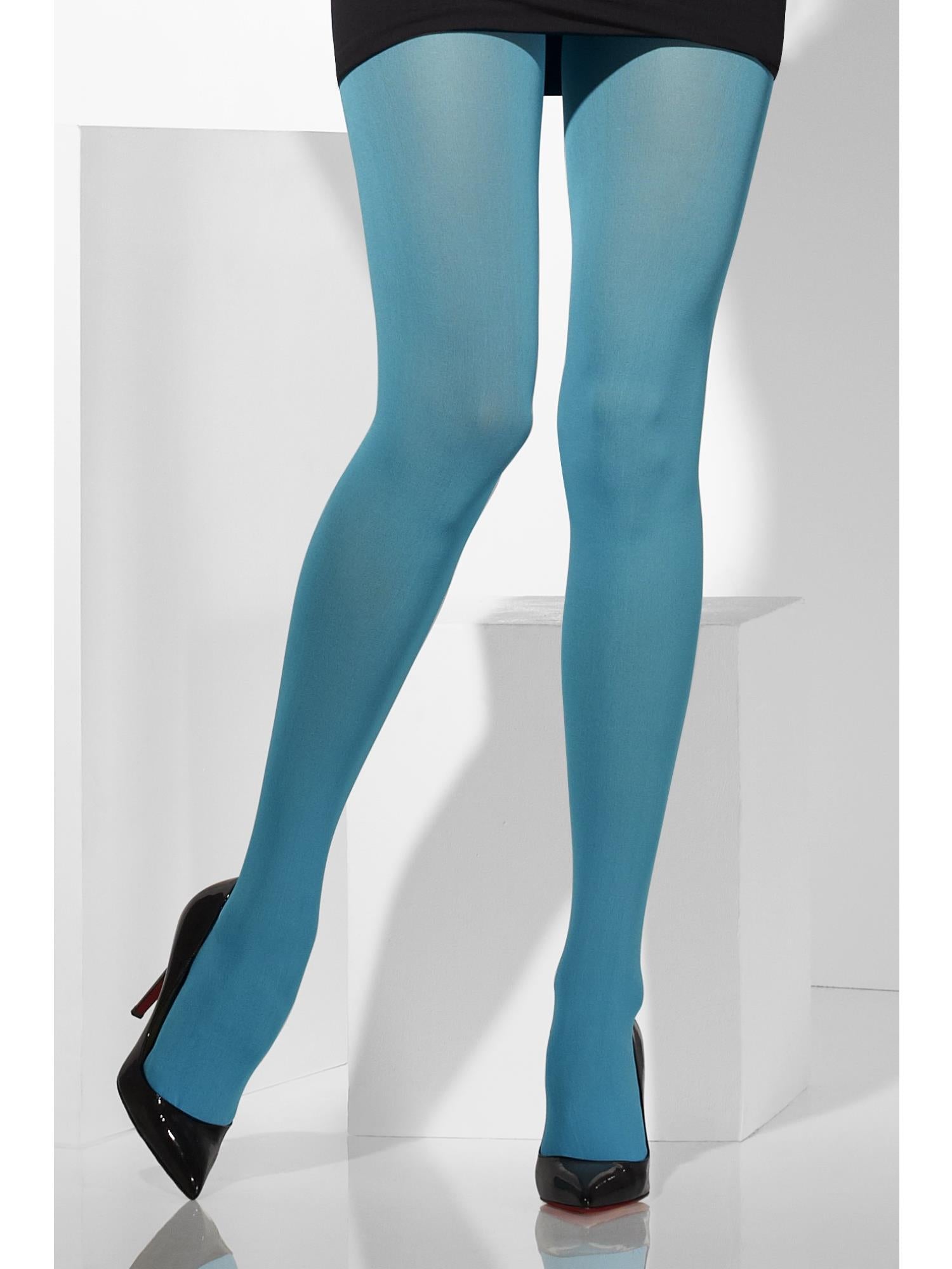 Opaque Tights, Blue – Smiffys - Main Image