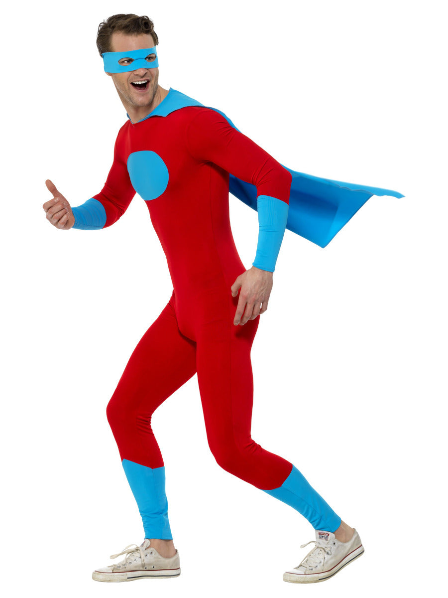 Superhero Man Costume, Blue & Red