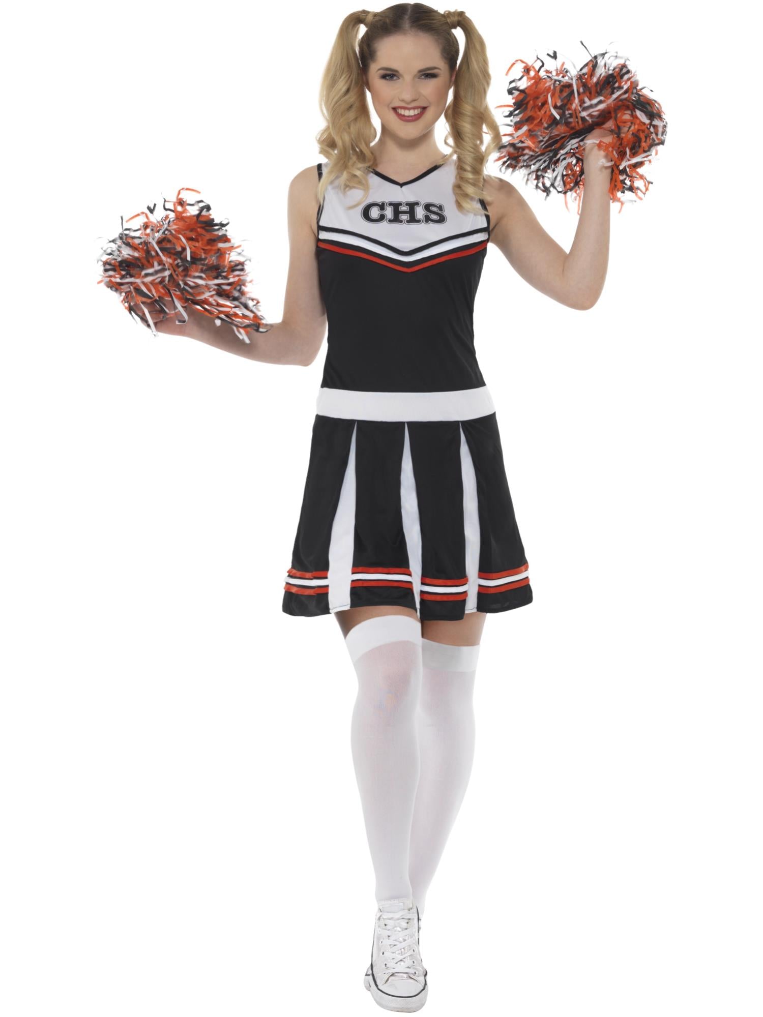 Cheerleader Costume, Black – Smiffys - Main Image
