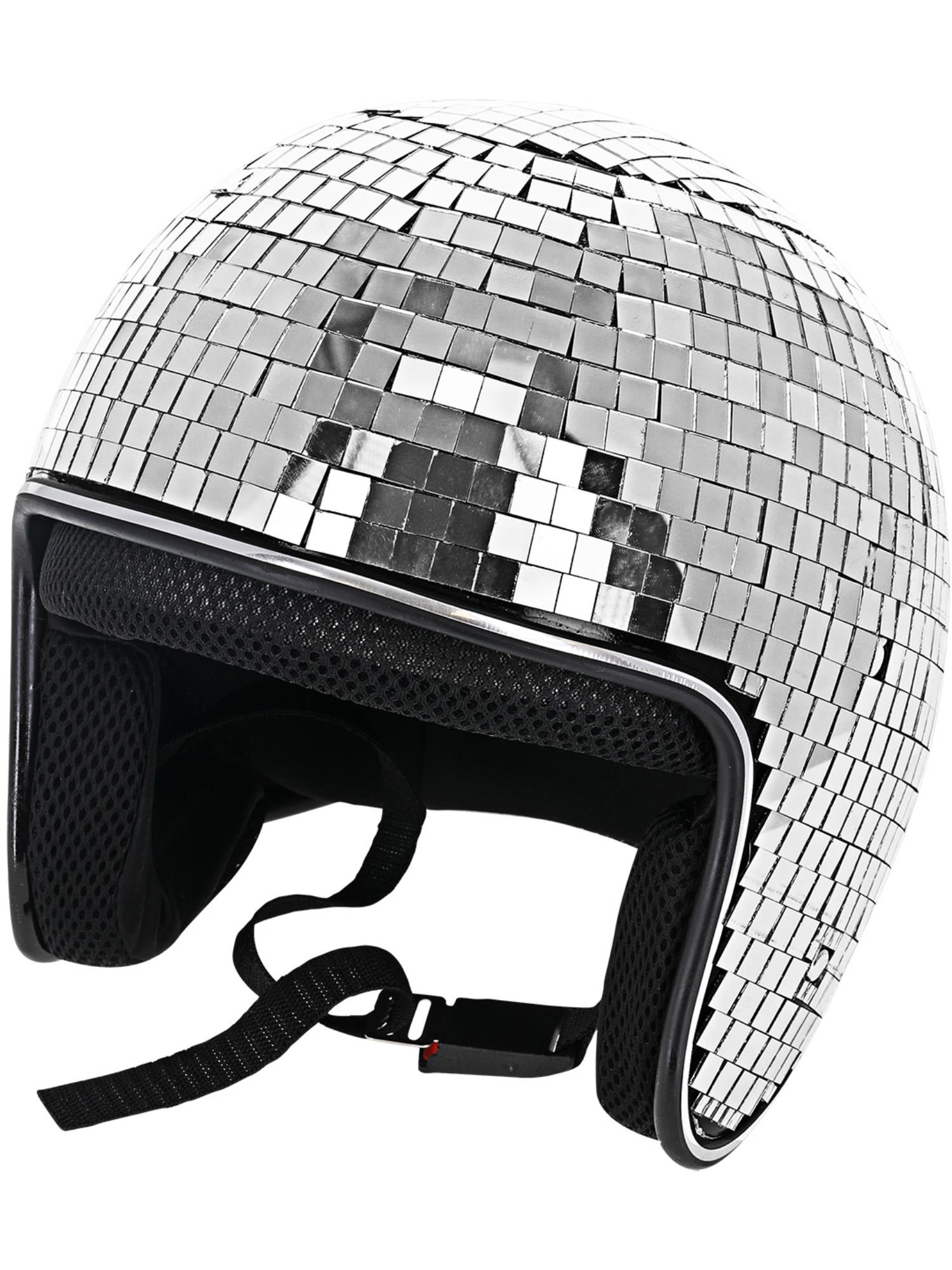 disco motorcycle helmet Deluxe Disco Ball Helmet, Silver – Smiffys