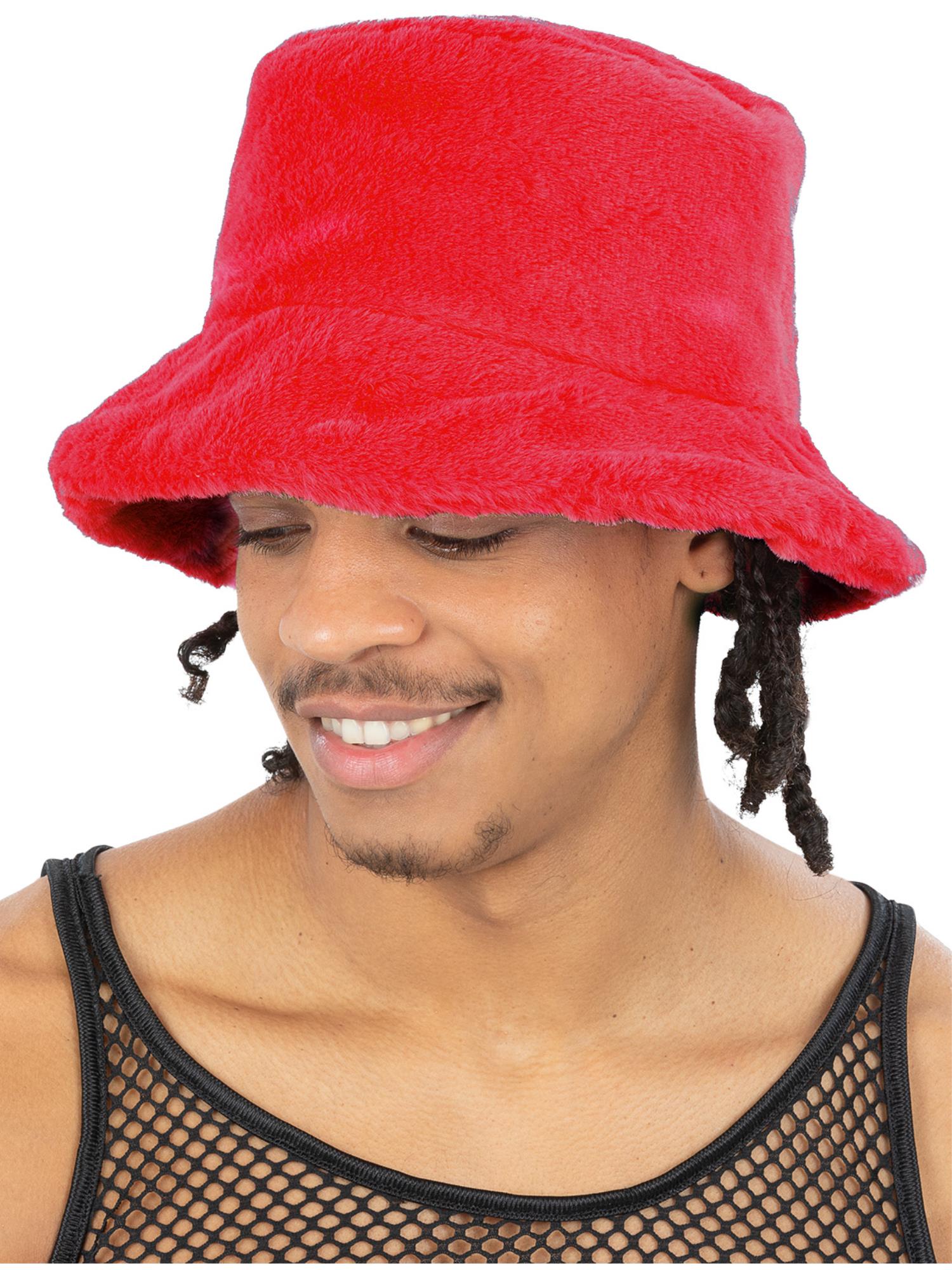 90s Red Fur Bucket Hat – Smiffys