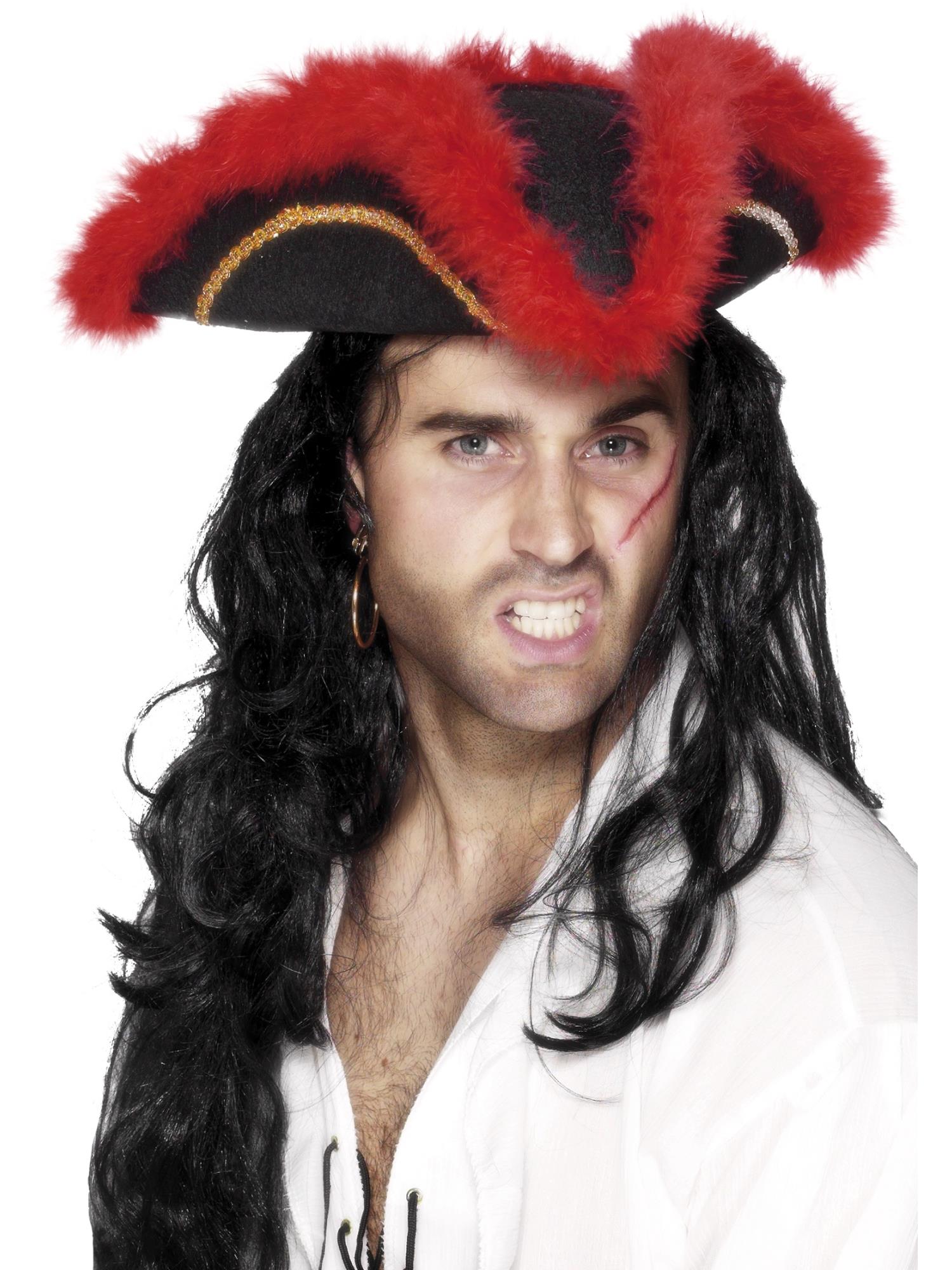 Pirate Tricorn Hat, Red Feather – Smiffys