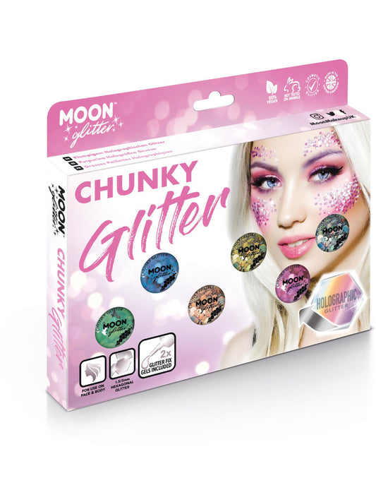 Moon Glitter Holographic Chunky Glitter, Assorted, Boxset, 3g