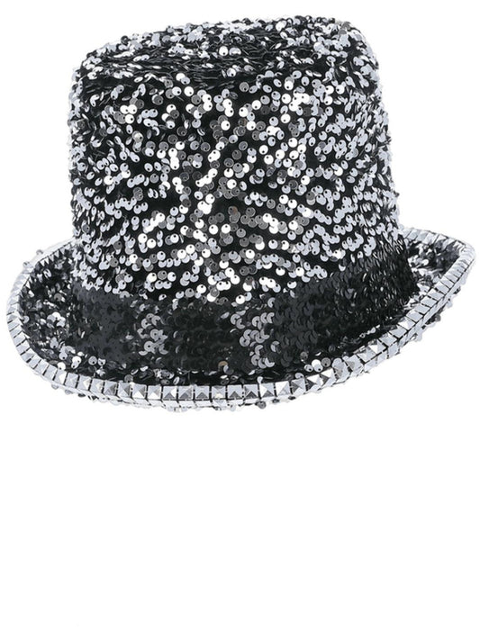 Fever Deluxe Felt & Sequin Top Hat, Silver