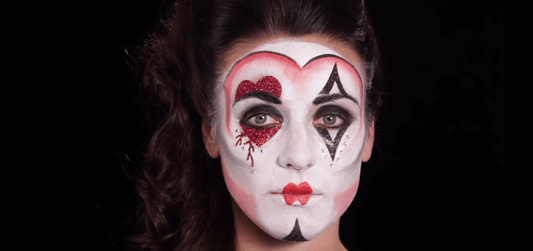 Queen of Hearts Face Paint Halloween Make-up Tutorial