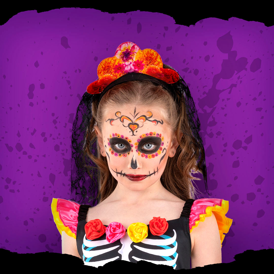 Smiffys Day Of The Dead Top Hat, Black