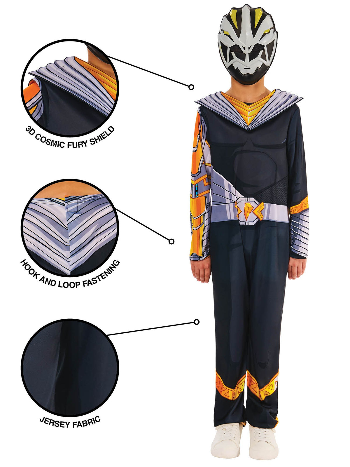 Graphite Ranger Suit Kids Kids Power Ranger Cosmic Fury Black Ranger Costume – Smiffys