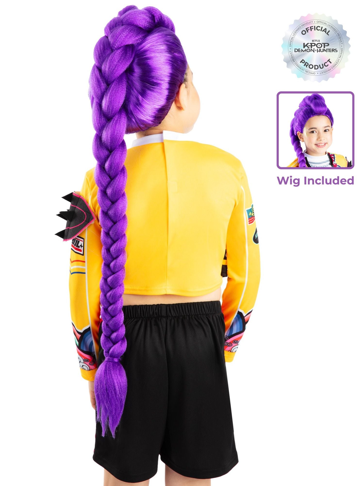 KPop Rumi Demon Hunters Kids Costume and Wig Bundle