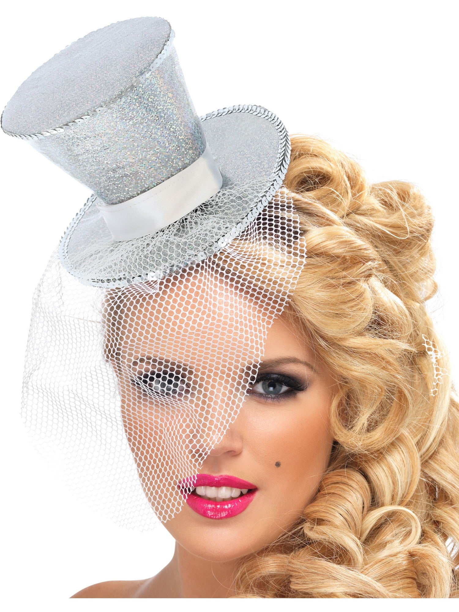 Fever Mini Top Hat on Headband, Silver