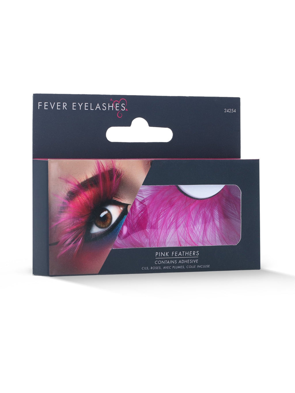 Eyelashes, Pink, with Feather Plumes