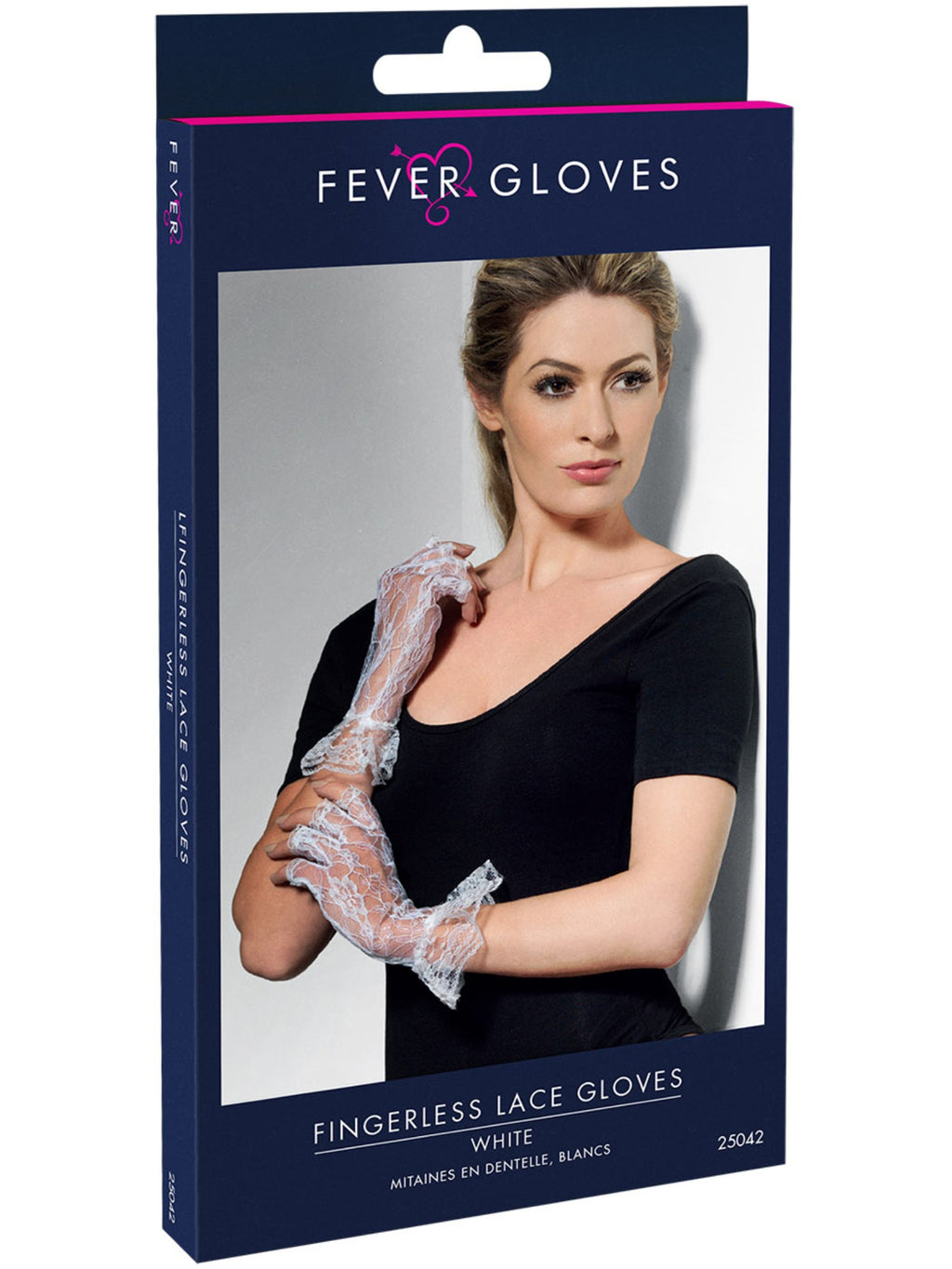 Fingerless Lace Gloves, White