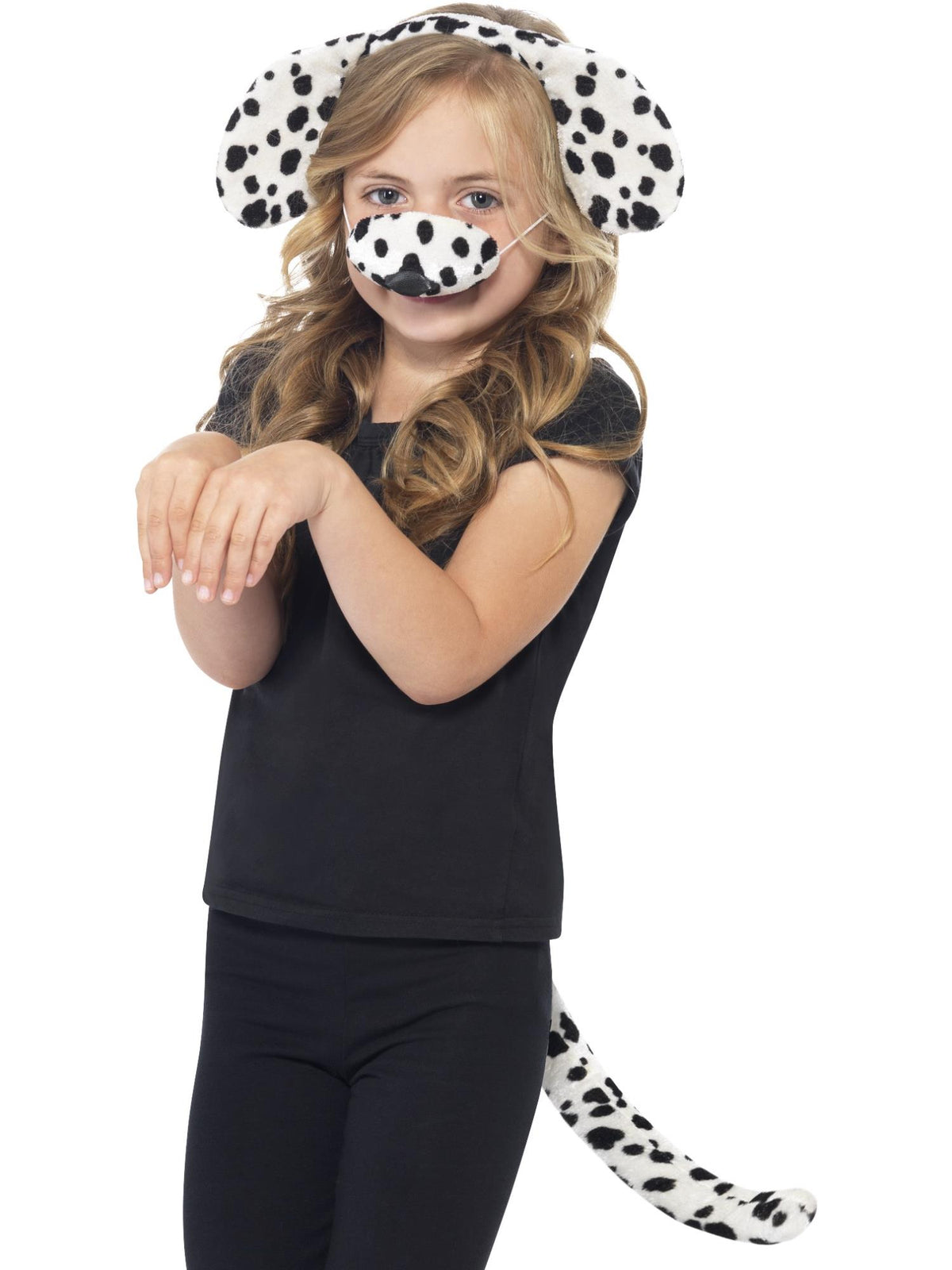 Smiffys Dalmatiër Kostuum – Zwart-wit – Met Capuchon, Overall En Staart – Maat 7-9 Jaar