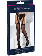 Fishnet Hold-Ups, Black, Lace with Suspender Belt