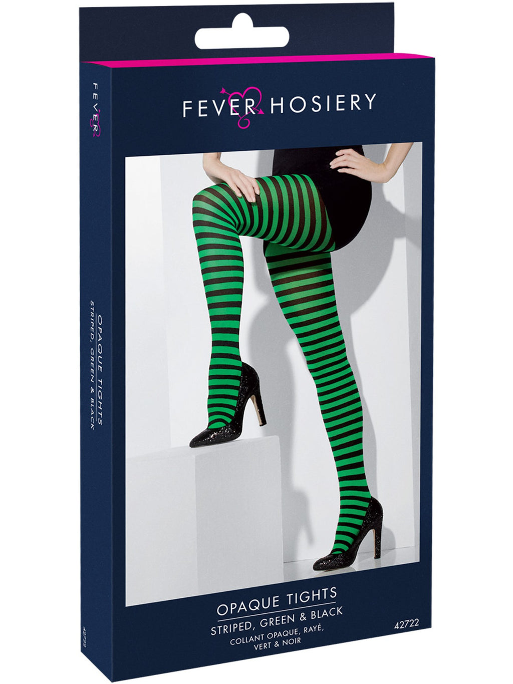 Opaque Tights, Green & Black, Striped