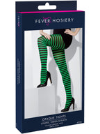 Opaque Tights, Green & Black, Striped