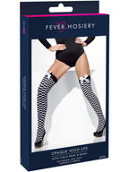 Opaque Hold-Ups, Black & White, Check Print with Bows