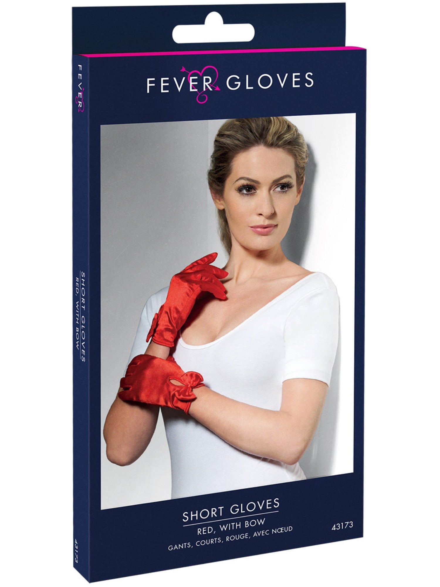 Gloves, Short, Red, with Bow