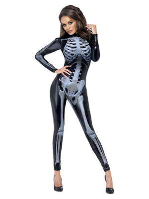 Fever Miss Whiplash Skeleton Costume, Catsuit