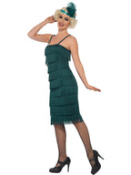 Flapper Costume, Teal Green, with Long Dress
