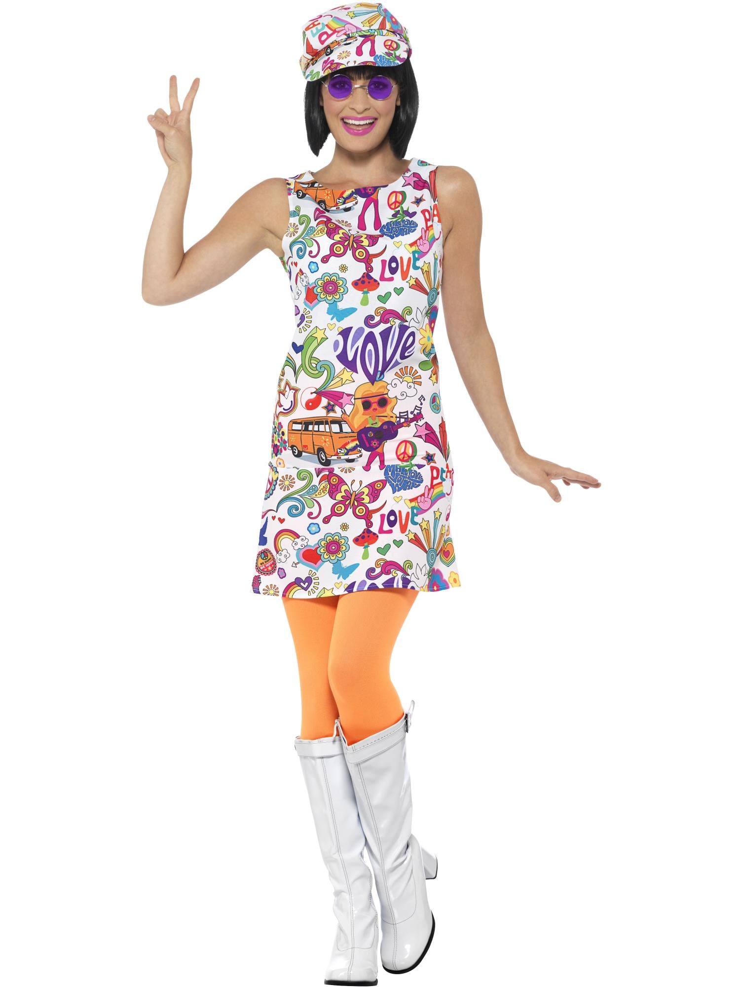 60s party dress up ideas Smiffys Women Girl Costume,Black & White,M 60's Fancy Dress | Smiffys