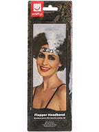 Flapper Headband, Silver, with Feather