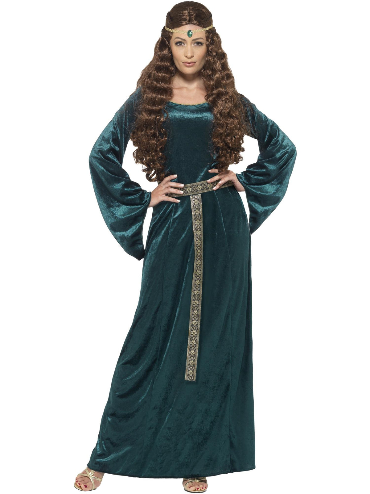 medieval dress green Maid Costume, – Smiffys msf0404 Wild Pair Women's Sabiine this dress is made Size:x-small/34