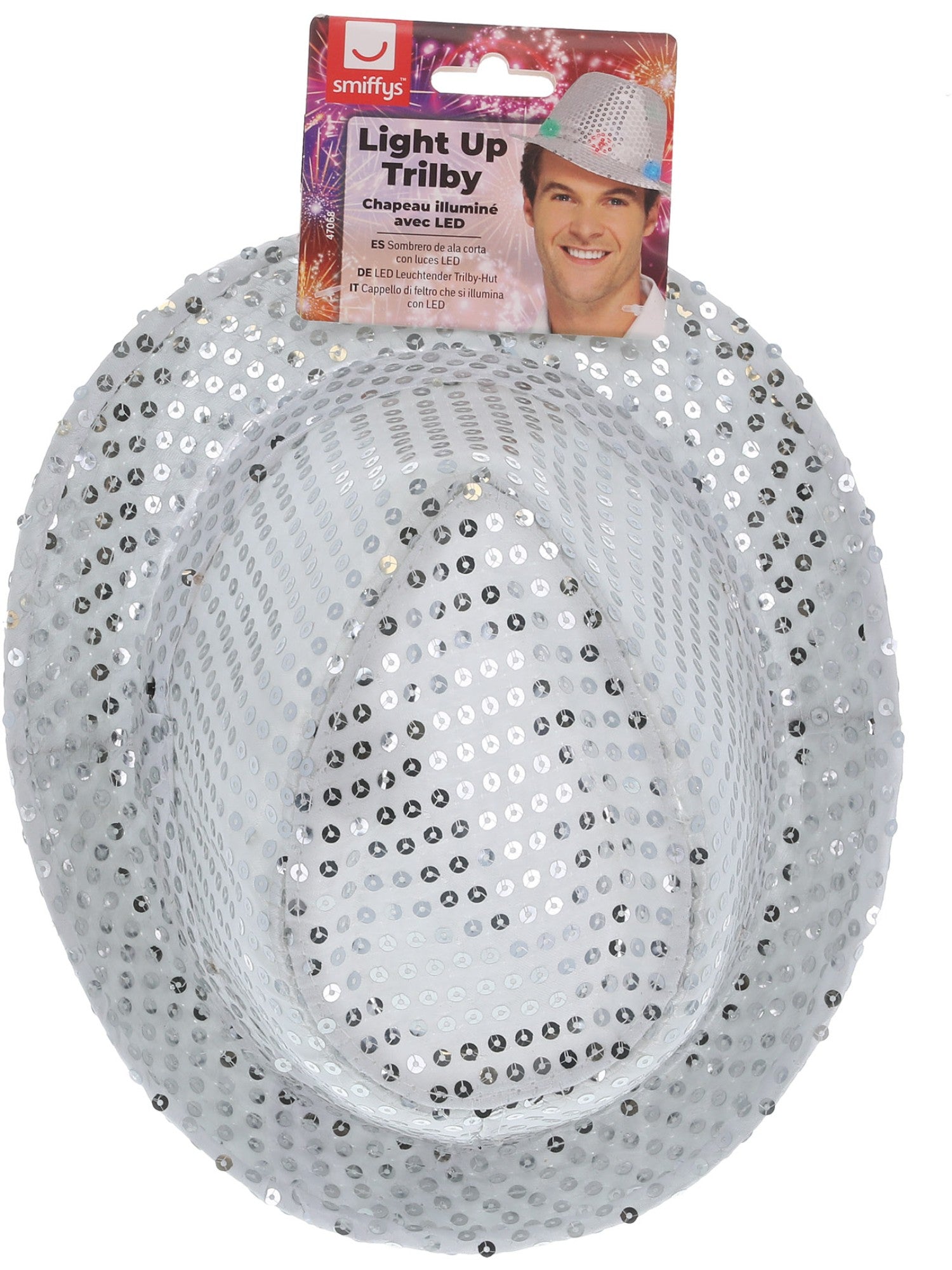 Light Up Sequin Trilby Hat, Silver