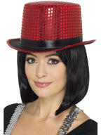Sequin Top Hat, Red