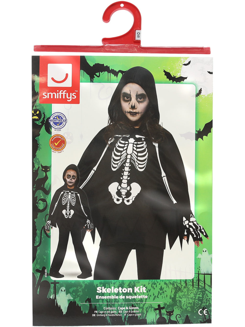 Kids Skeleton Poncho, with Gloves