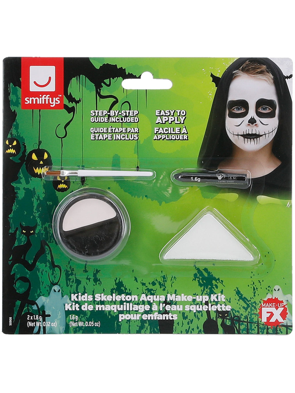 Smiffys Make-Up FX, Kids Skeleton Kit, Aqua
