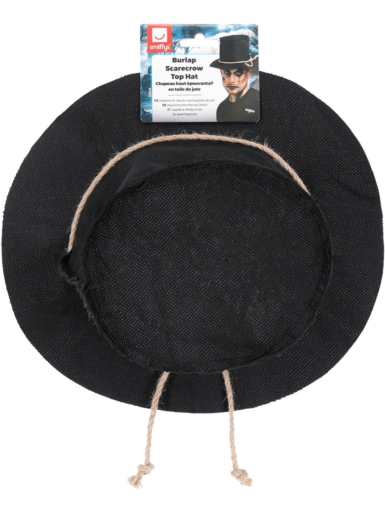Burlap Scarecrow Top Hat, Black