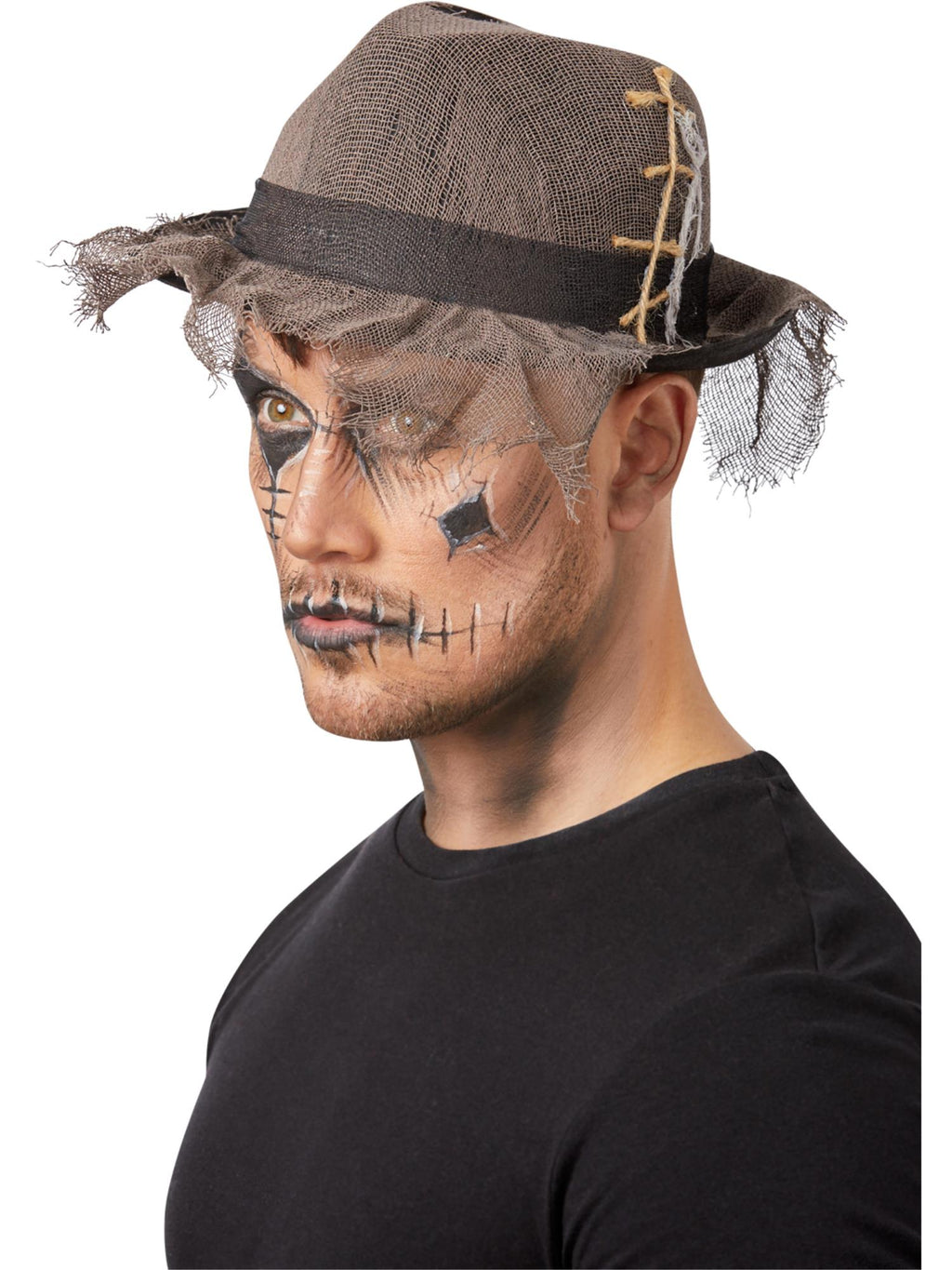 Gothic Distressed Linen Style Trilby Hat, Grey