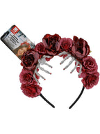 Red Rose & Skeleton Hand Headband