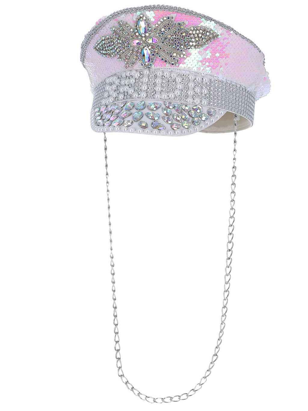 Fever Deluxe Sequin & Pearl Bride Captains Hat