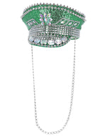Fever Deluxe Sequin Studded Captains Hat, Green