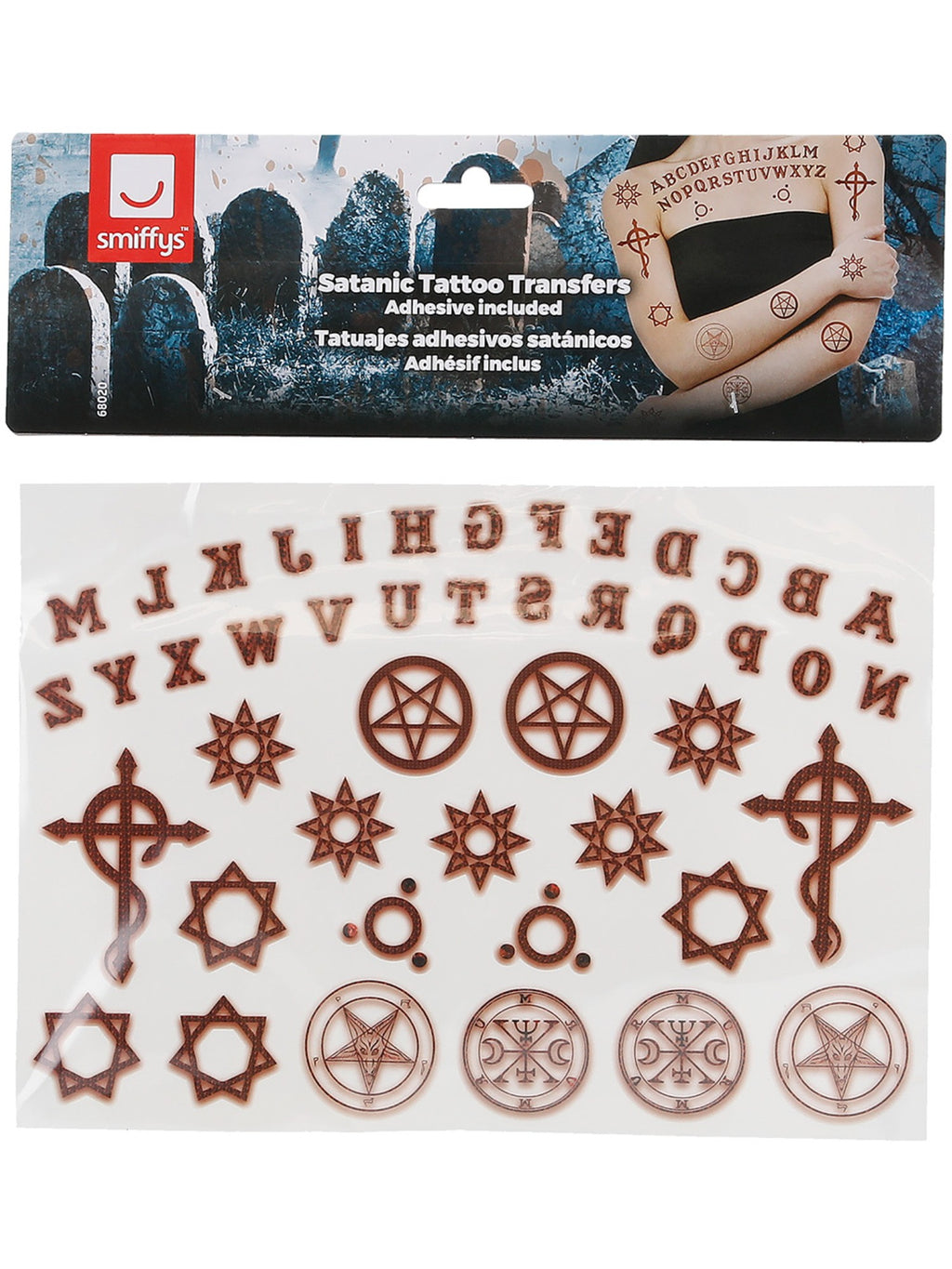 Smiffys Make-Up FX, Satanic Tattoo Transfers