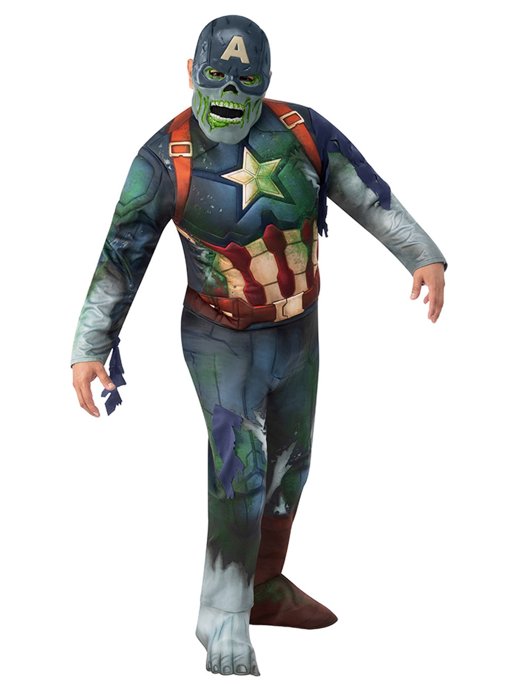 Adult Deluxe Zombie Captain America Costume From Marvel