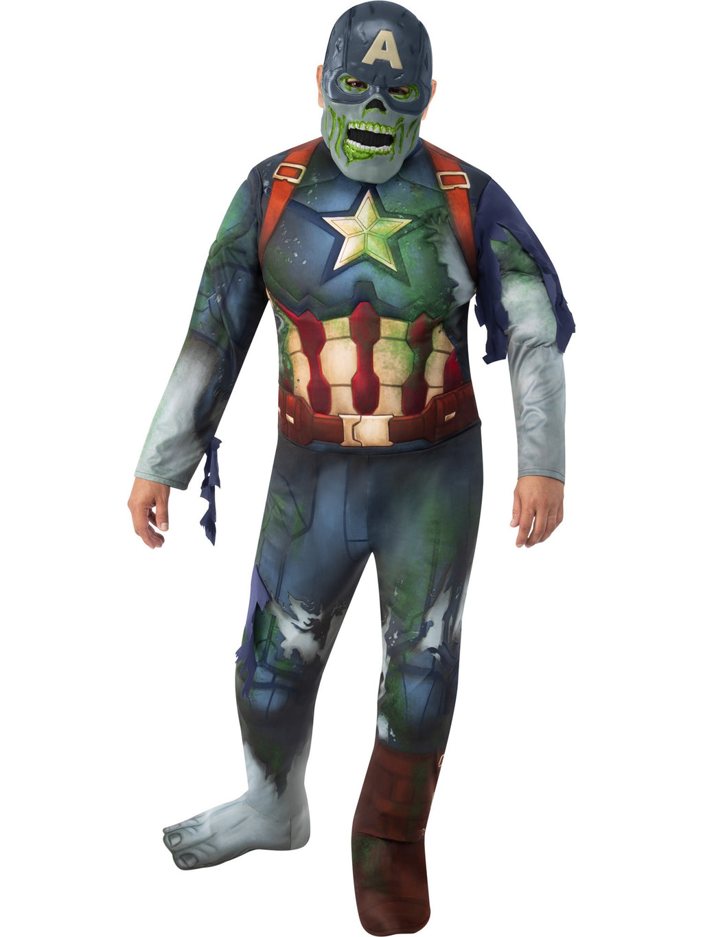 Adult Deluxe Zombie Captain America Costume From Marvel