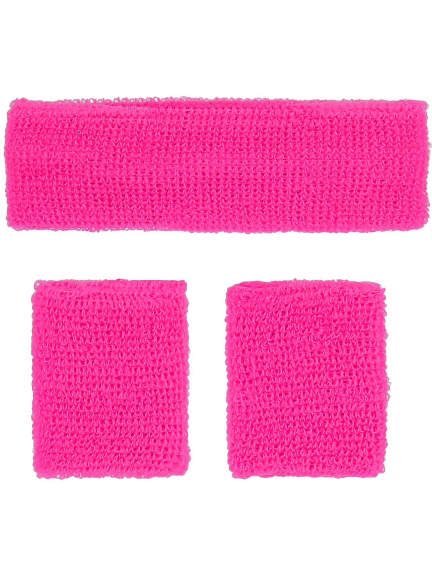 80s Neon Sweatbands, Pink – Smiffys - Main Image