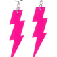 80s Neon Lightening Bolt Earrings, Pink