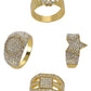 90s Gold & Diamond Bling Rings, 4Pk