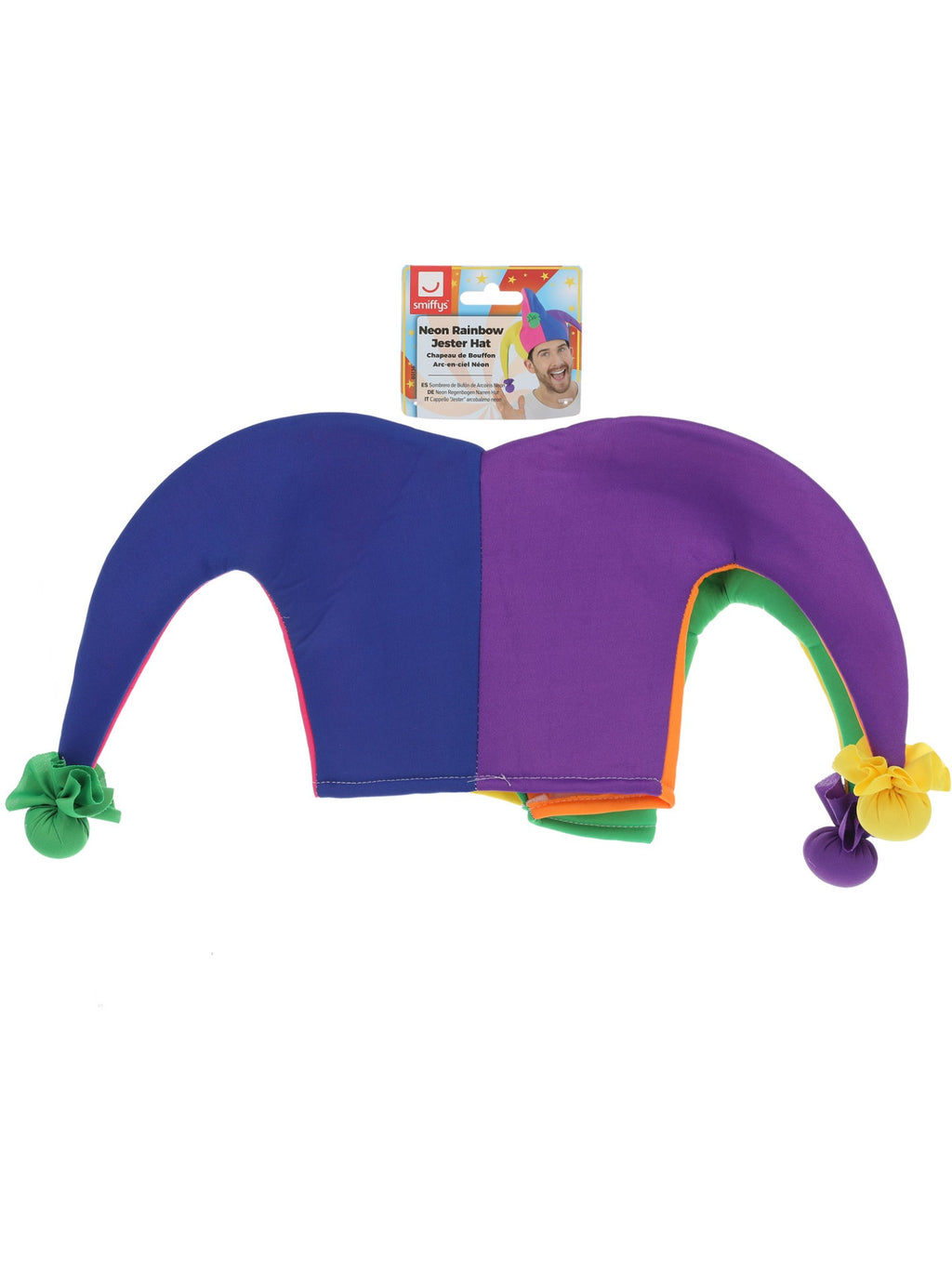 Neon Rainbow Jester Hat
