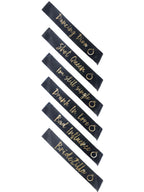 Hen Party Funny Sashes, 6Pk, Black & Gold