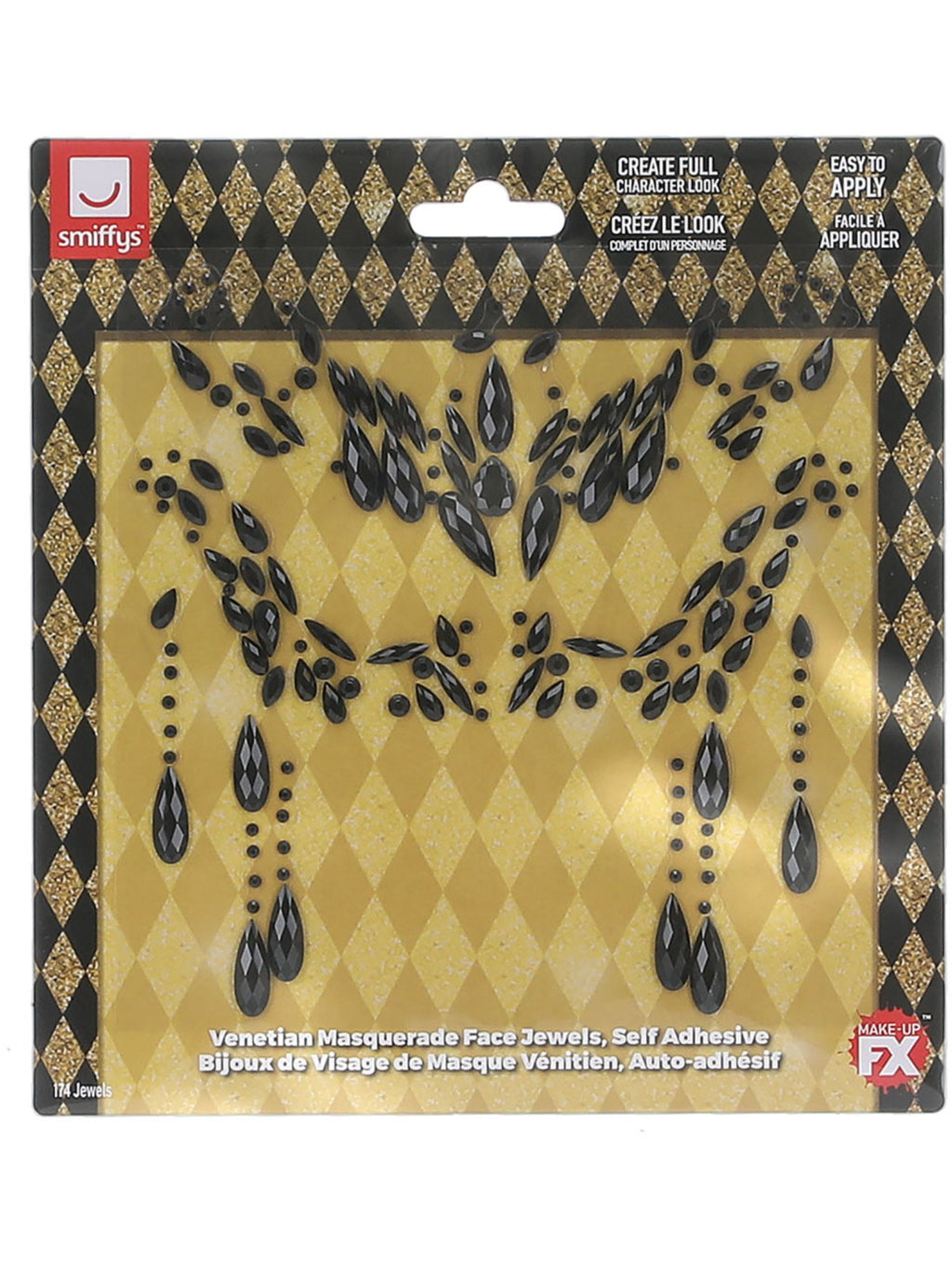 Smiffys Make-Up FX,Venetian Masquerade Face Jewels