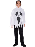 Kids Unisex White Ghost Poncho