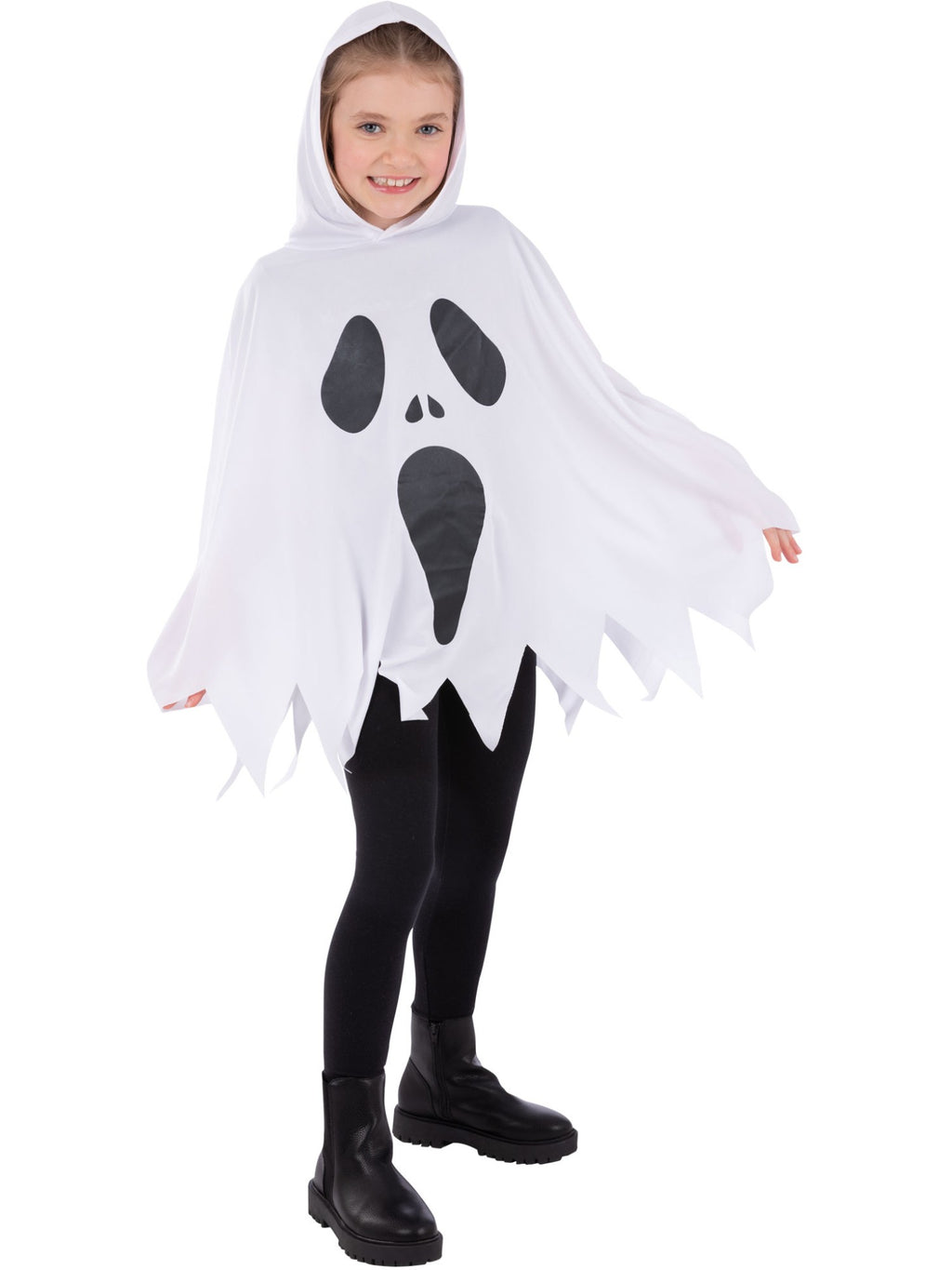 Kids Unisex White Ghost Poncho