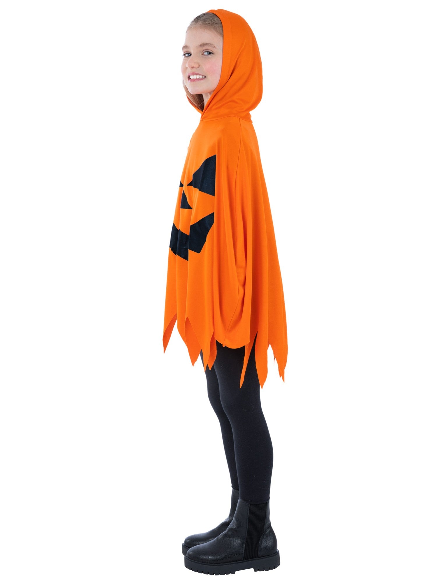 Kids Unisex Orange Pumpkin Poncho