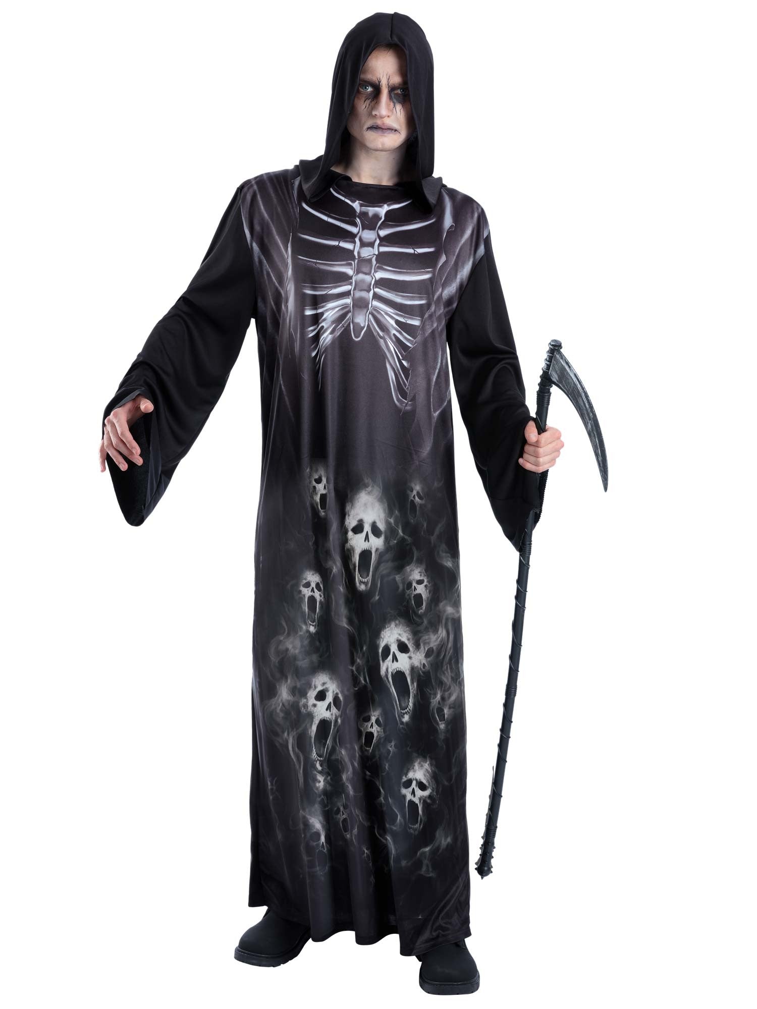 Screaming Reaper Costume with Robe & Attached Hood & Scythe – Smiffys