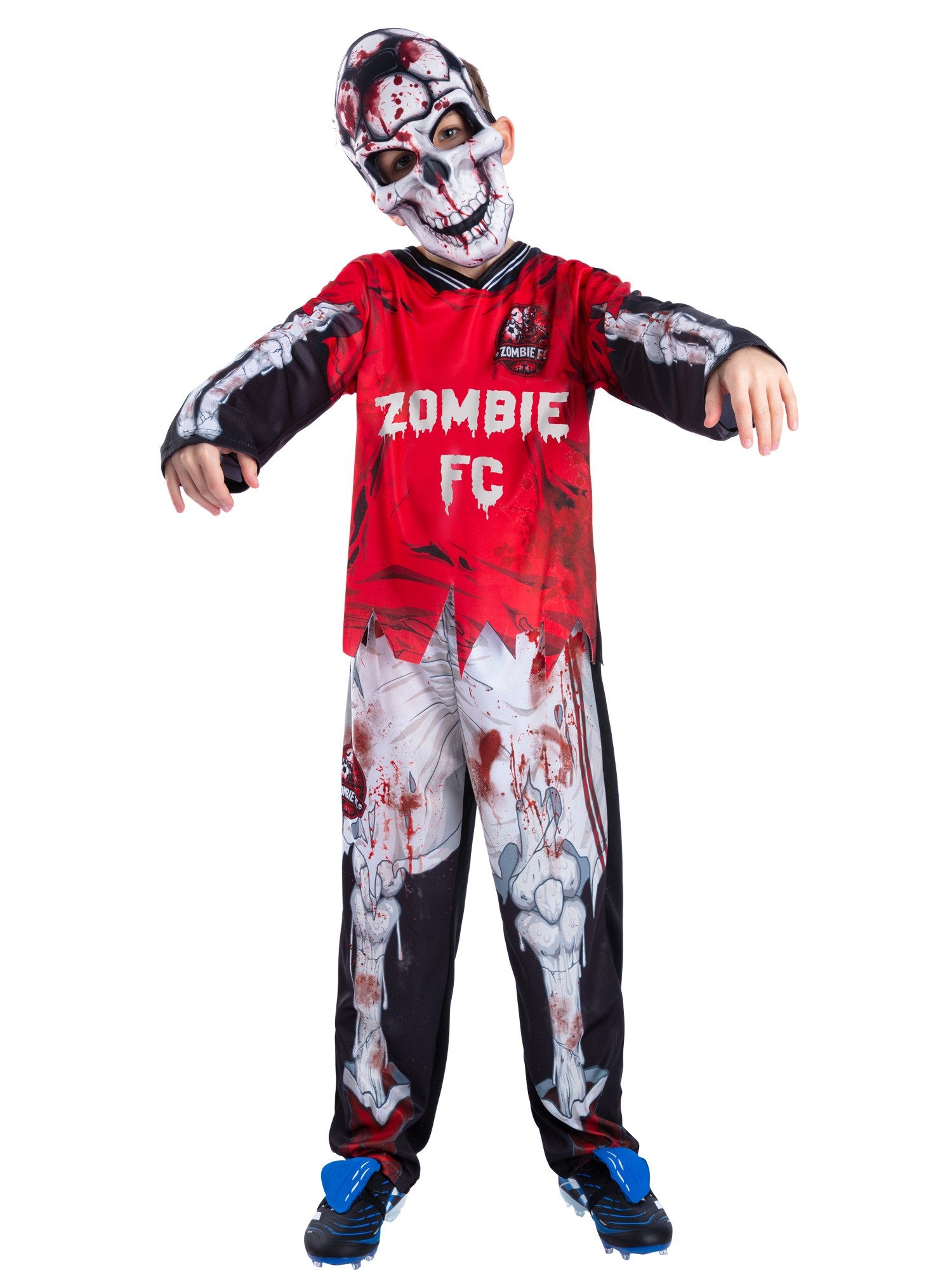Zombie FC Footballer Skeleton Costume, Red